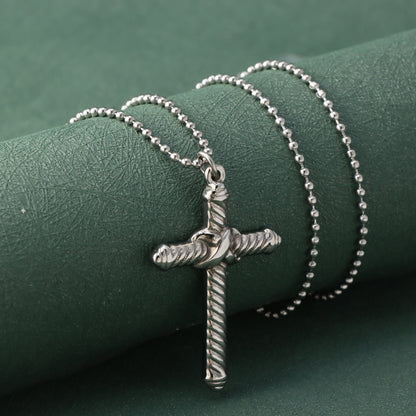 Silver Stainless Steel Cross Pendant Necklace