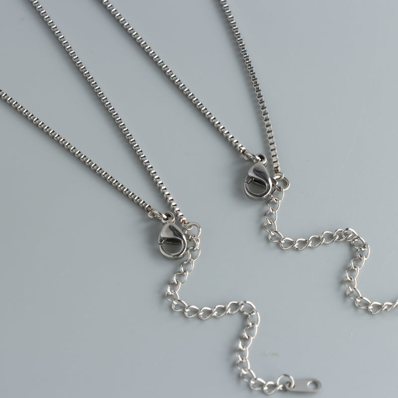 Silver Stainless Steel Box Chain Geometric Cone Pendant Necklace