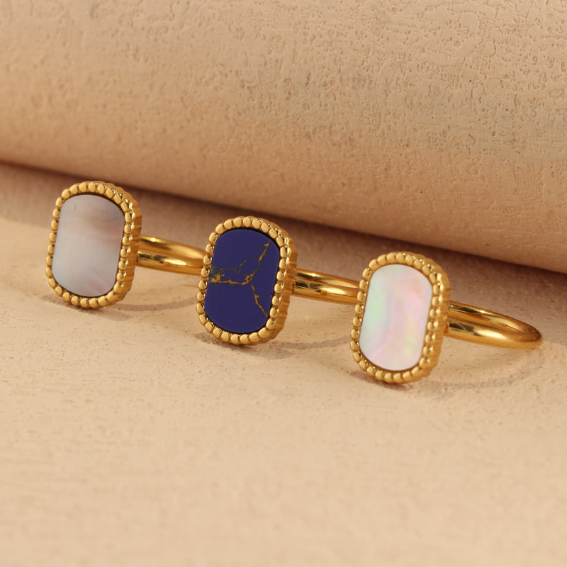 Elegant Grey Mother of Pearl Inlaid Ring