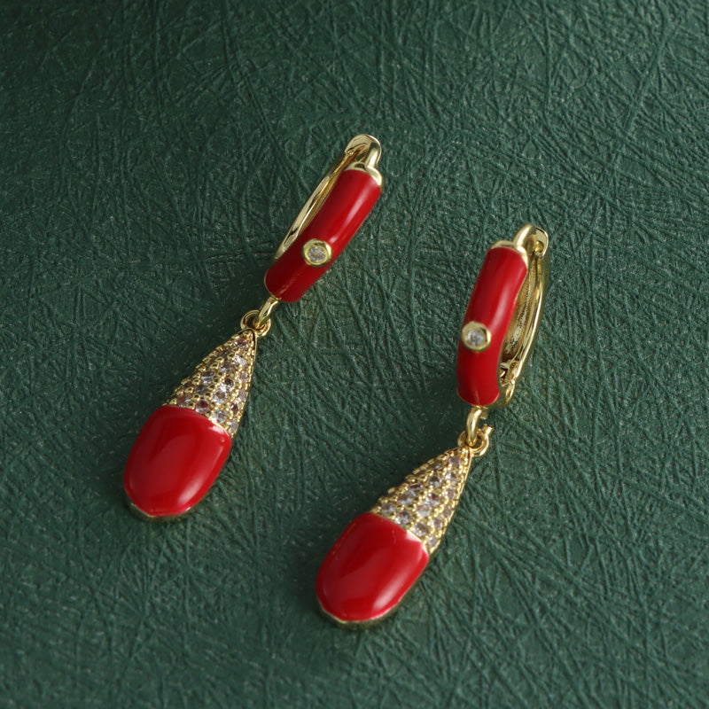 Vintage Style Red Copper Earrings