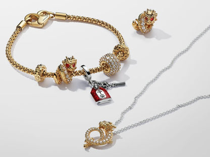 Two-tone Chinese Year of the Dragon Collier Necklace