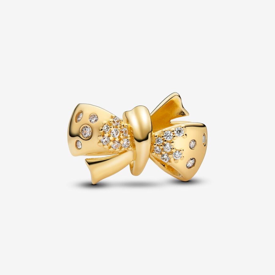 Gold Sparkling Bow Charm