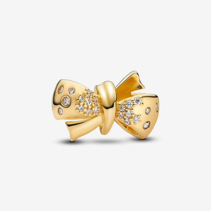 Gold Sparkling Bow Charm