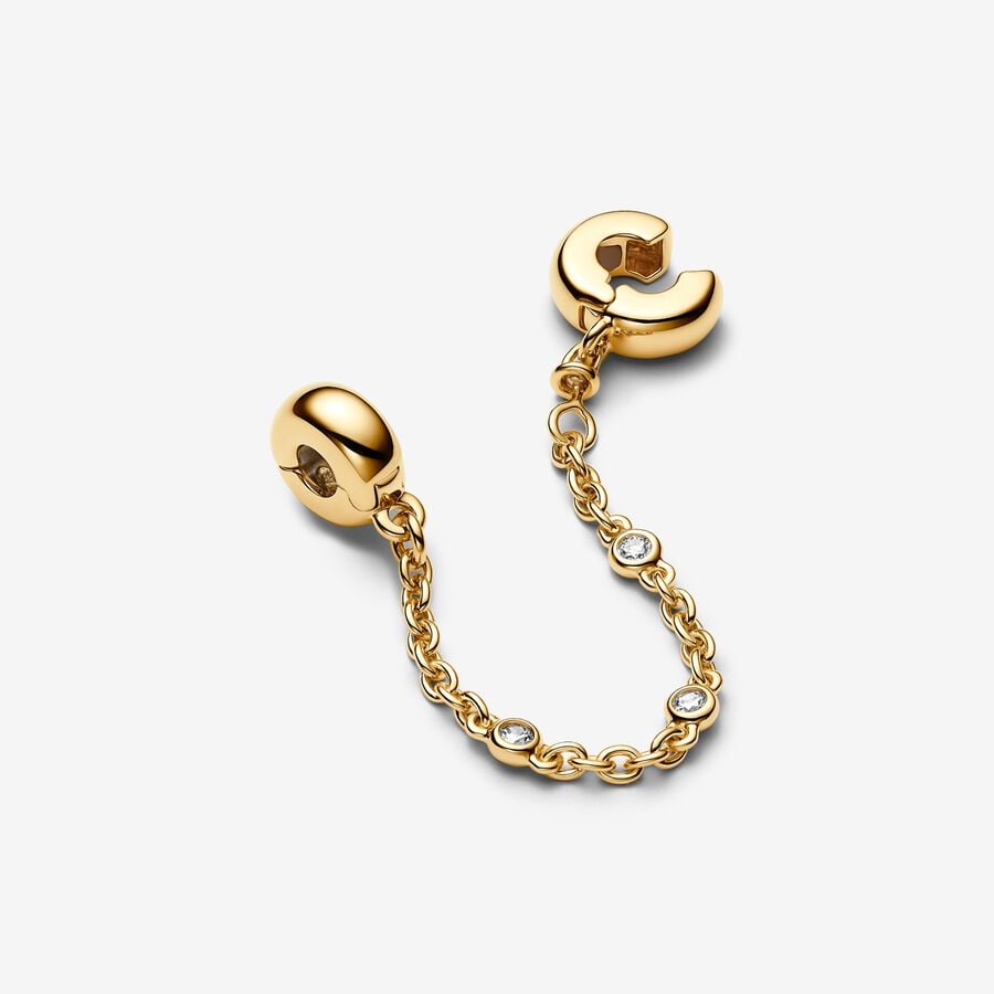 Sparkling CZ Stones Safety Chain Charm