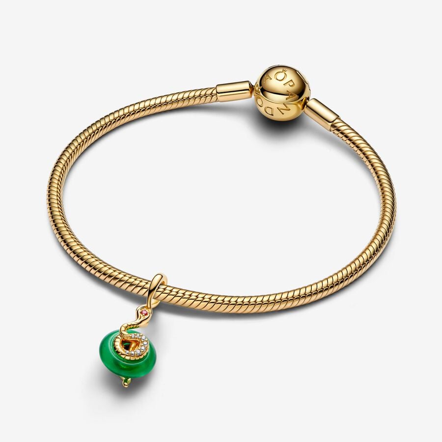 Gold Snake CZ Charm