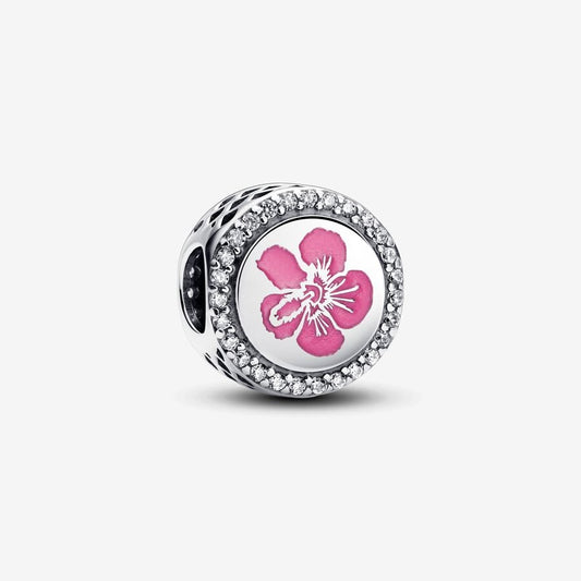 Pink Enamel Hibiscus Charm