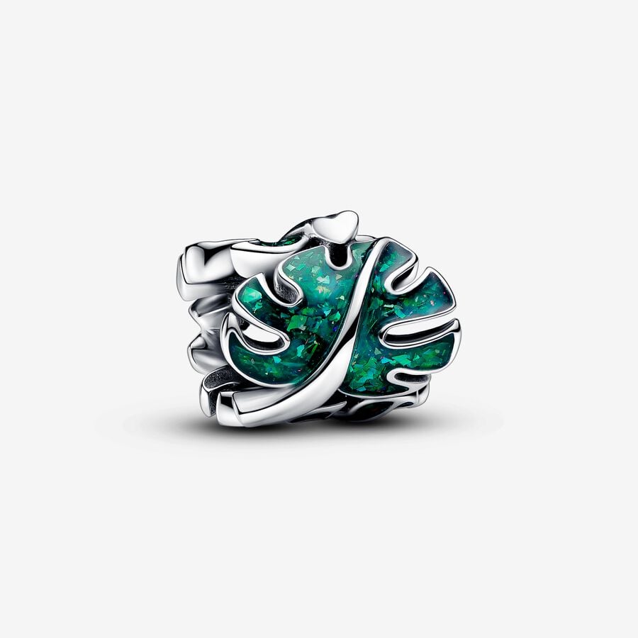 Leaves Charm Glittery Enamel