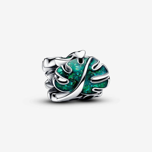 Leaves Charm Glittery Enamel