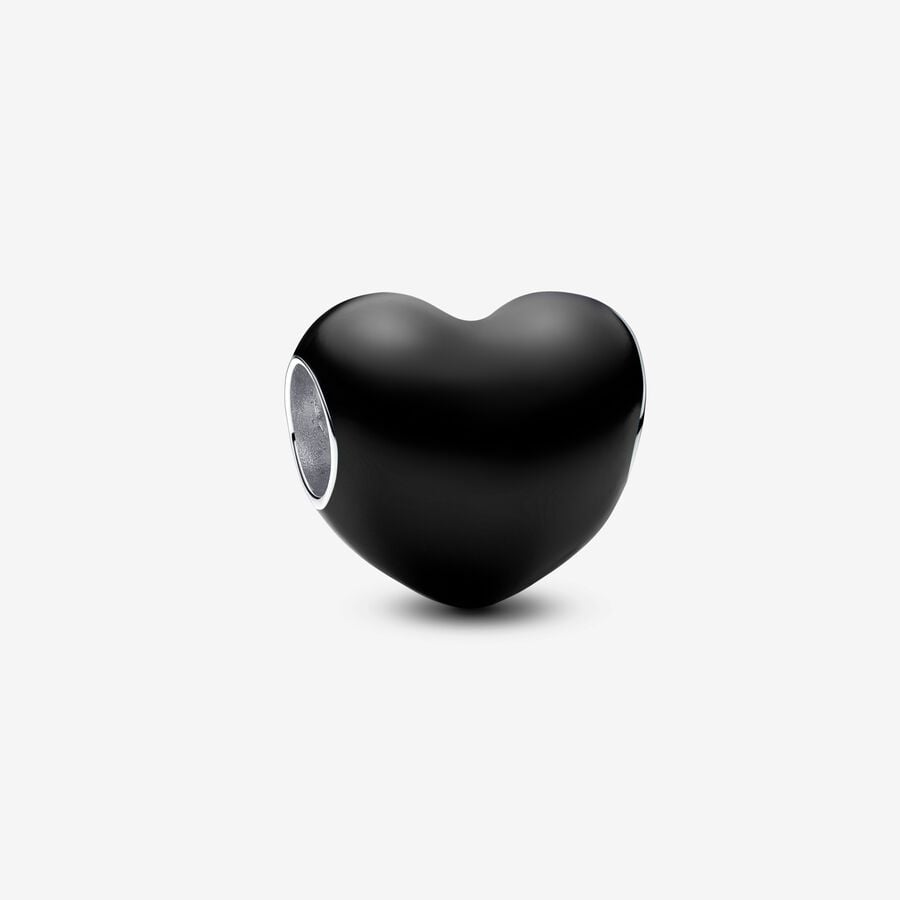Black Enamel Heart Charm