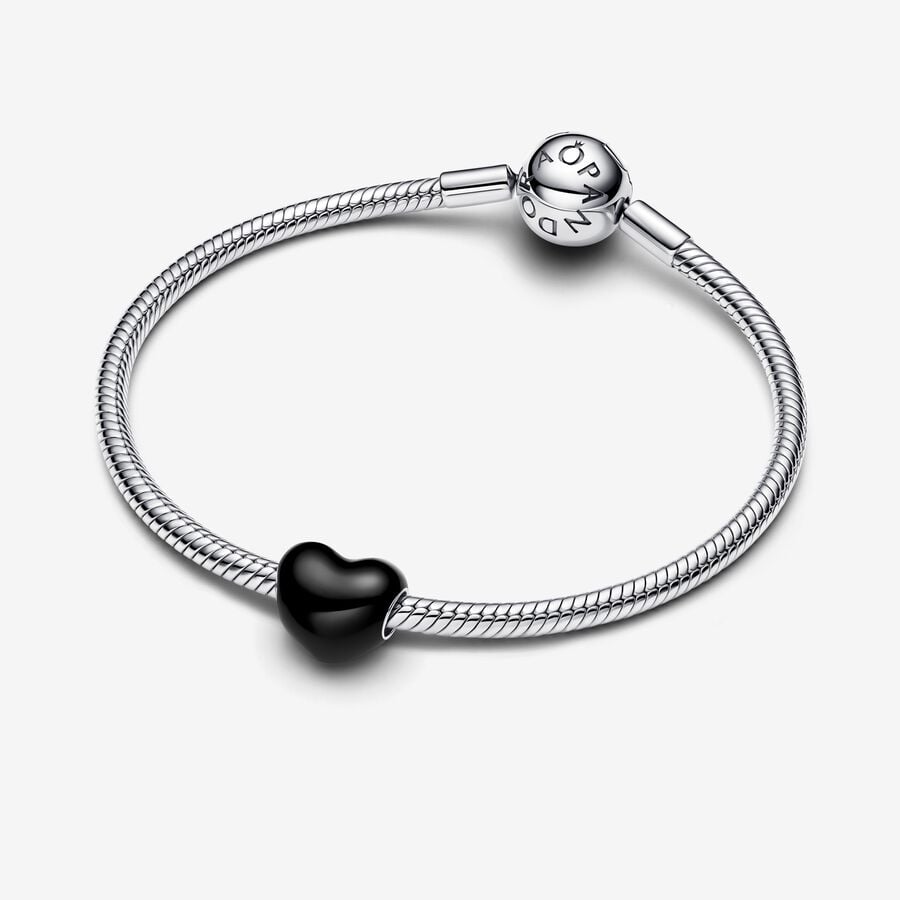 Black Enamel Heart Charm