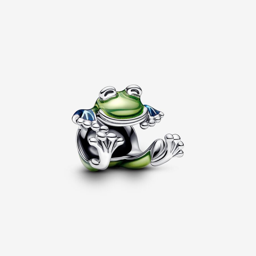 Blue-Green Enamel Frog Charm