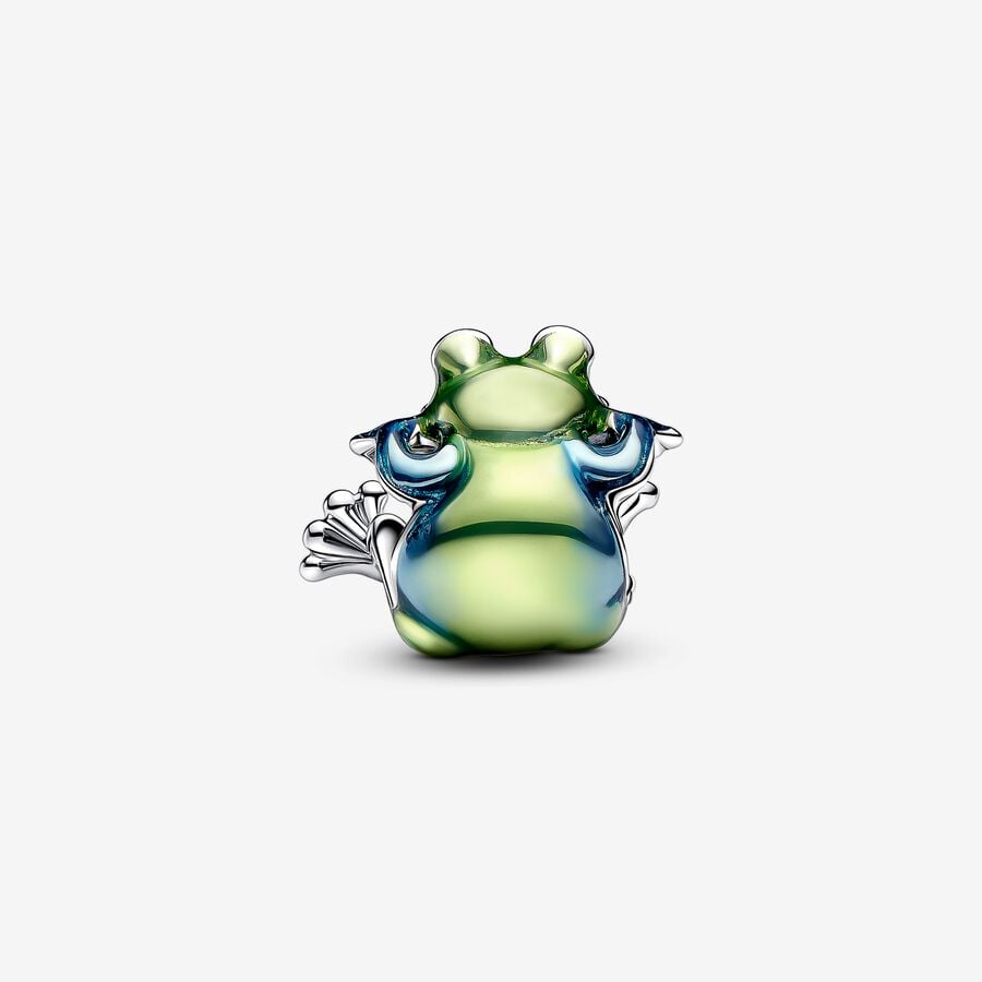 Blue-Green Enamel Frog Charm