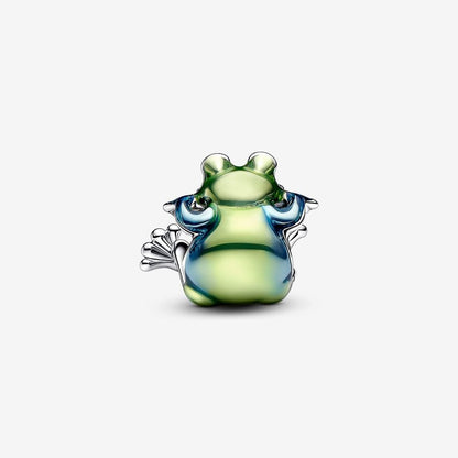 Blue-Green Enamel Frog Charm