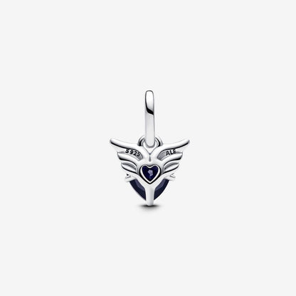 Crystal Heart Charm Silver Wings