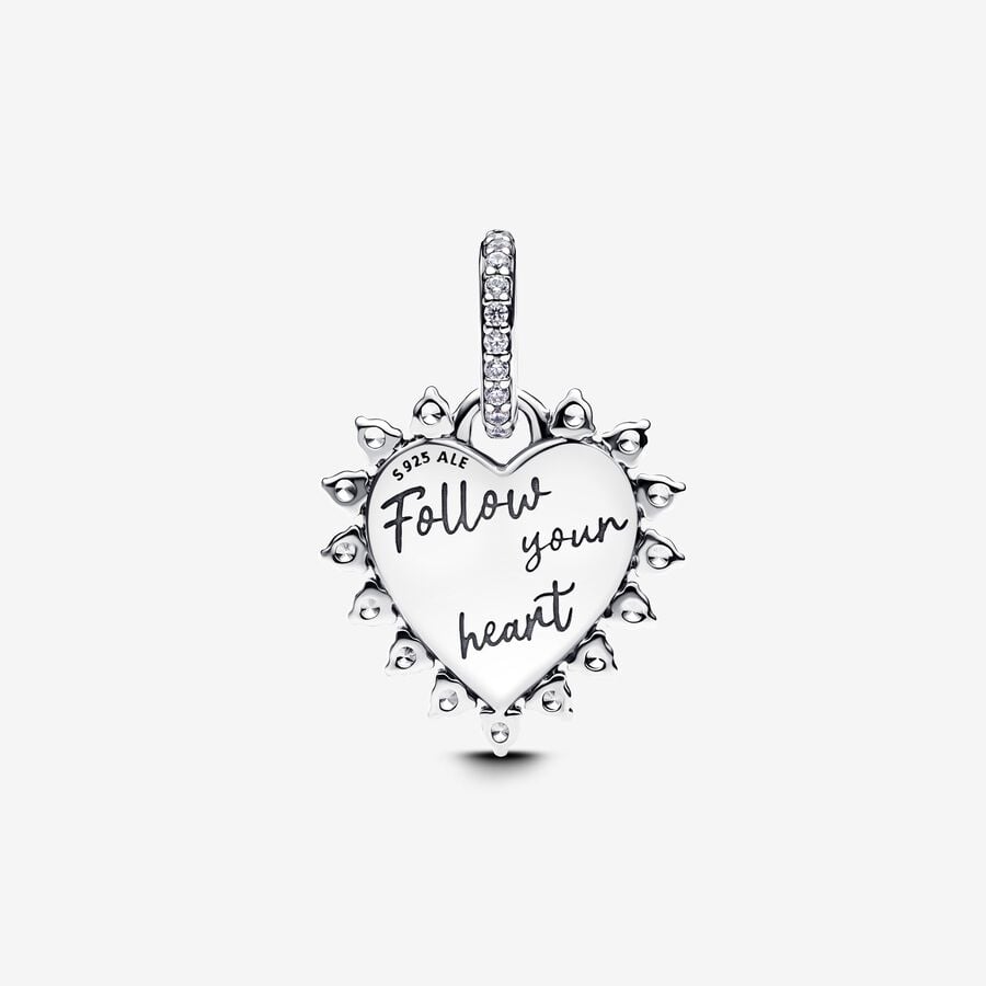 Spinning Arrow Heart Charm