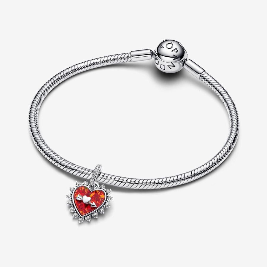 Spinning Arrow Heart Charm
