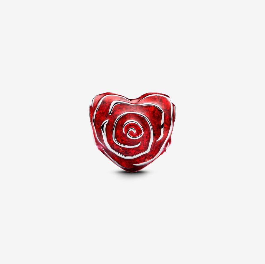 Romantic Rose Heart Charm