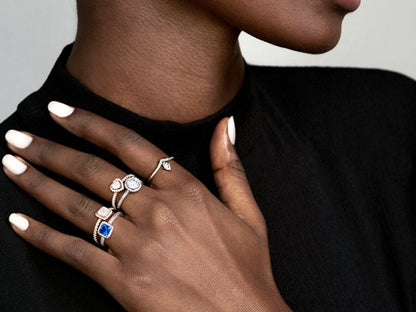 Square Sparkle Halo Ring