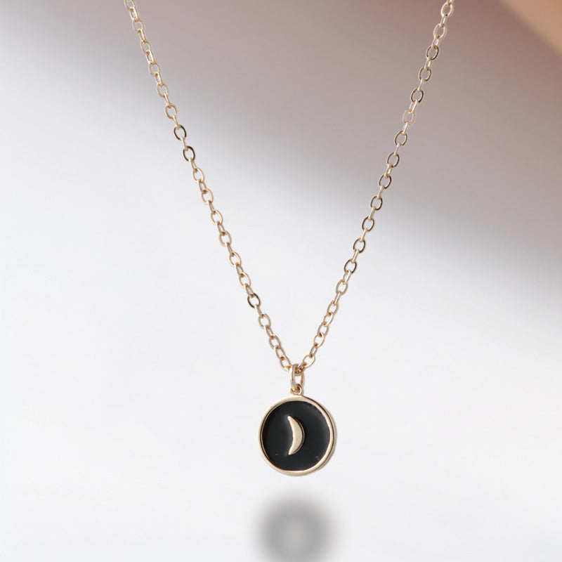 Copper 'O' Chain Necklace with Moon Pendant