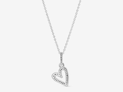 Sparkling Freehand Heart Pendant Necklace