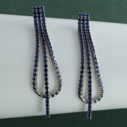 Blue Geometric Tassel Earrings