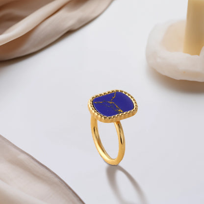 Square Blue Mother of Pearl Ring
