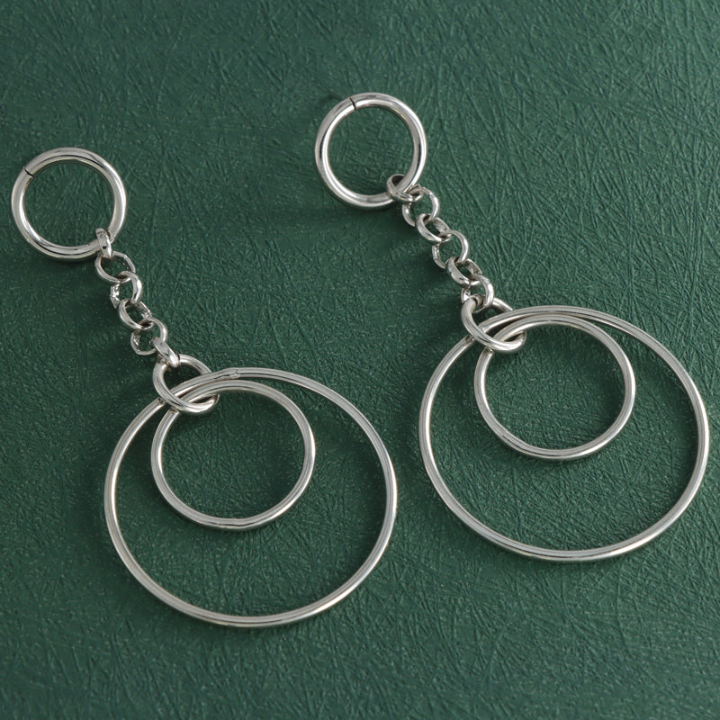 Fashionable Silver Circle Earrings