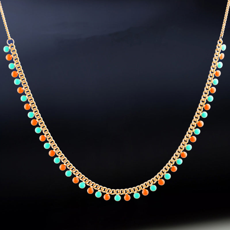 Rose gold cross chain with water drop beads