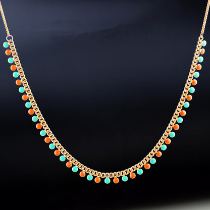 Rose gold cross chain with water drop beads