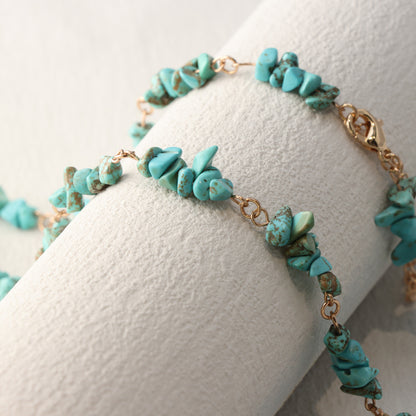 Blue Natural Stone Beads Copper O-Chain Necklace