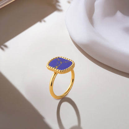 Square Blue Mother of Pearl Ring