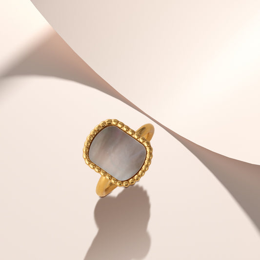 Elegant Grey Mother of Pearl Inlaid Ring