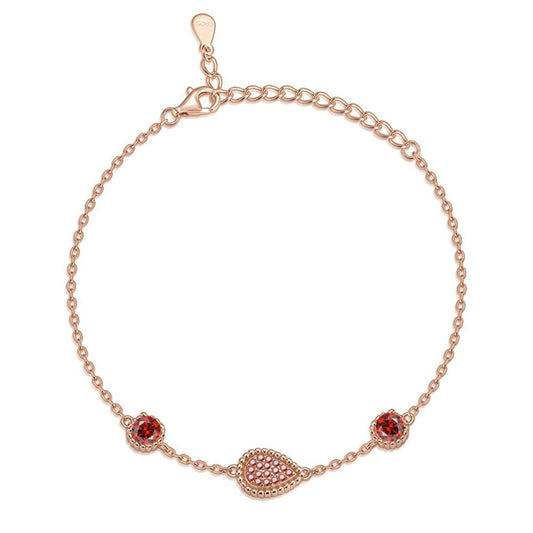 925 Rose Gold Plated Silver Bracelet - Elegant Teardrop & Star Design