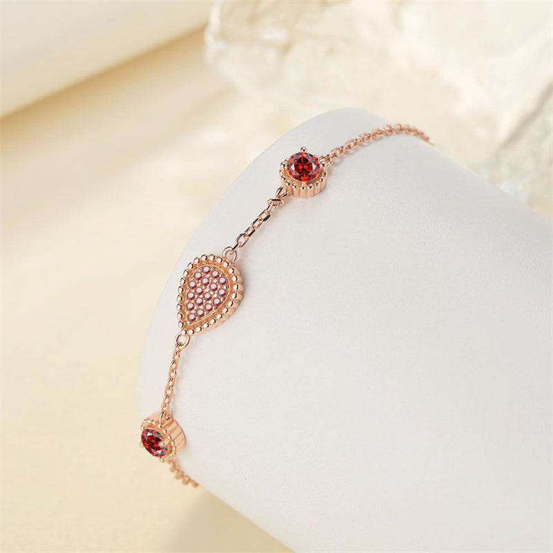 925 Rose Gold Plated Silver Bracelet - Elegant Teardrop & Star Design
