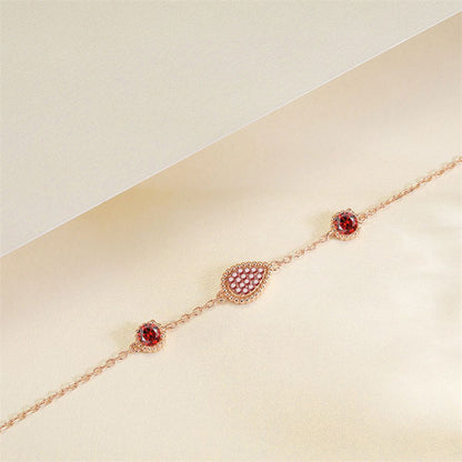 925 Rose Gold Plated Silver Bracelet - Elegant Teardrop & Star Design