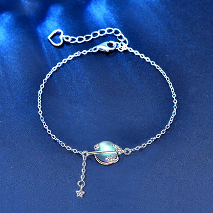 925 Silver Aurora Planet Insect Bracelet Natural Style Employee Gift Jewelry White Gold Plated