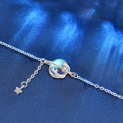 925 Silver Aurora Planet Insect Bracelet Natural Style Employee Gift Jewelry White Gold Plated