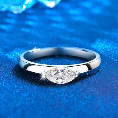 925 Silver Beveled Square Geometric Ring with 0.5ct Moissanite Rhodium Plated Women's Jewelry Size 5-8