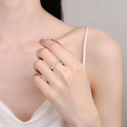 925 Silver Beveled Square Geometric Ring with 0.5ct Moissanite Rhodium Plated Women's Jewelry Size 5-8