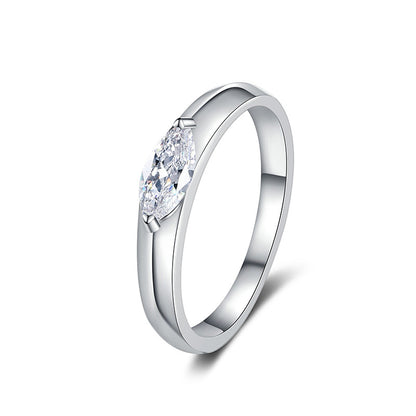 925 Silver Beveled Square Geometric Ring with 0.5ct Moissanite Rhodium Plated Women's Jewelry Size 5-8