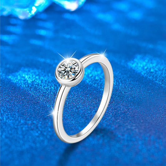 925 Silver Bubble Geometric Ring with 0.3ct Moissanite Minimalist Women's Jewelry Size 5-8
