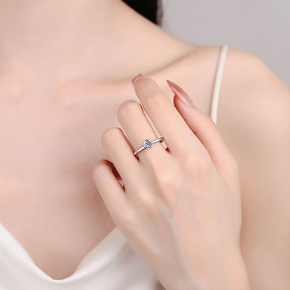 925 Silver Bubble Geometric Ring with 0.3ct Moissanite Minimalist Women's Jewelry Size 5-8