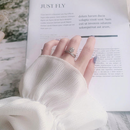 925 Silver Crown Design Ring with 1ct Moissanite Rhodium Plated Unique Women's Jewelry