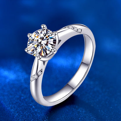 925 Silver Crown Geometric Ring for Women with 1 Carat Moissanite Elegant Fashion OL Style Electroplated Stackable Band Size 5-9