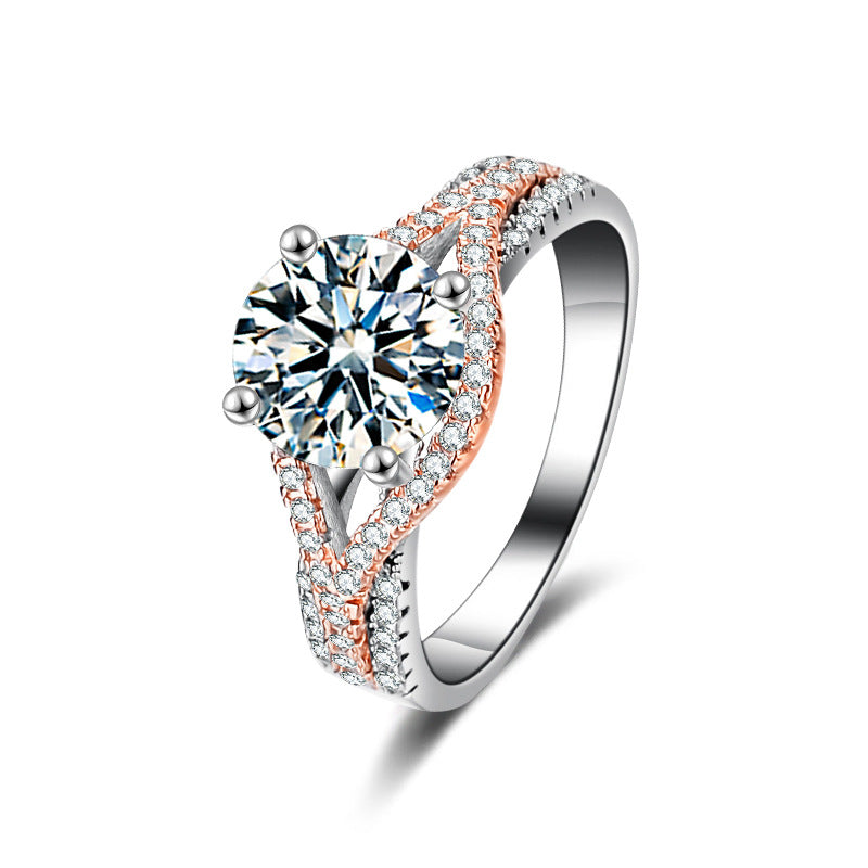 925 Silver Crown Geometric Statement Ring with 2ct Moissanite Rhodium Plated Bold Women's Jewelry Size 6-9