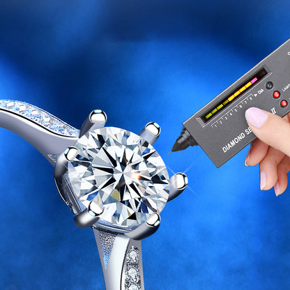 925 Silver Crown Micro Paved Ring with 1ct D Color Moissanite and Hearts Arrows Zircon Office Jewelry for Women Size 6-7