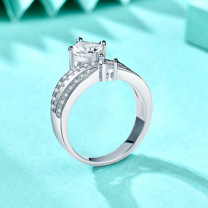 925 Silver Crown Ring with Zircon Stone Unique Statement Jewelry for Women Size 6-7 White Gold Plated