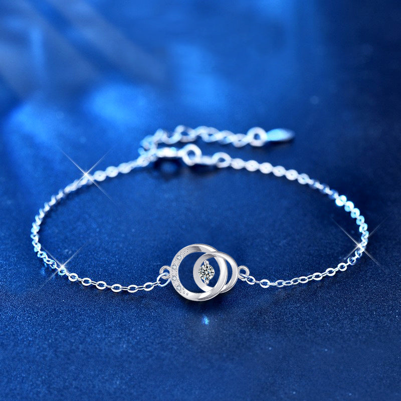 925 Silver Geometric Bracelet with 0.1ct Moissanite Versatile Employee Gift Jewelry Rhodium Plated