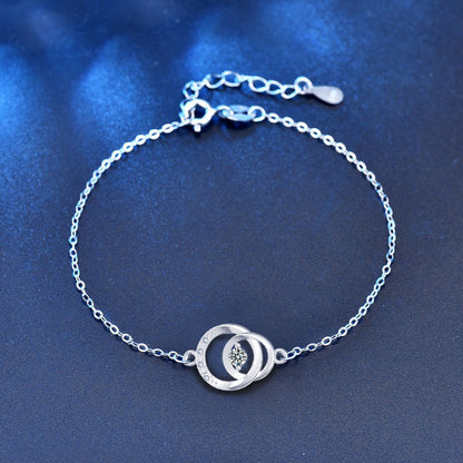 925 Silver Geometric Bracelet with 0.1ct Moissanite Versatile Employee Gift Jewelry Rhodium Plated