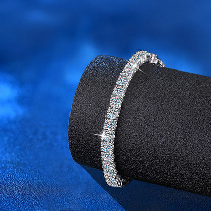 925 Silver Geometric Bracelet with 0.5ct 0.3ct or 0.1ct Moissanite Light Luxury Anniversary Jewelry White Gold Plated